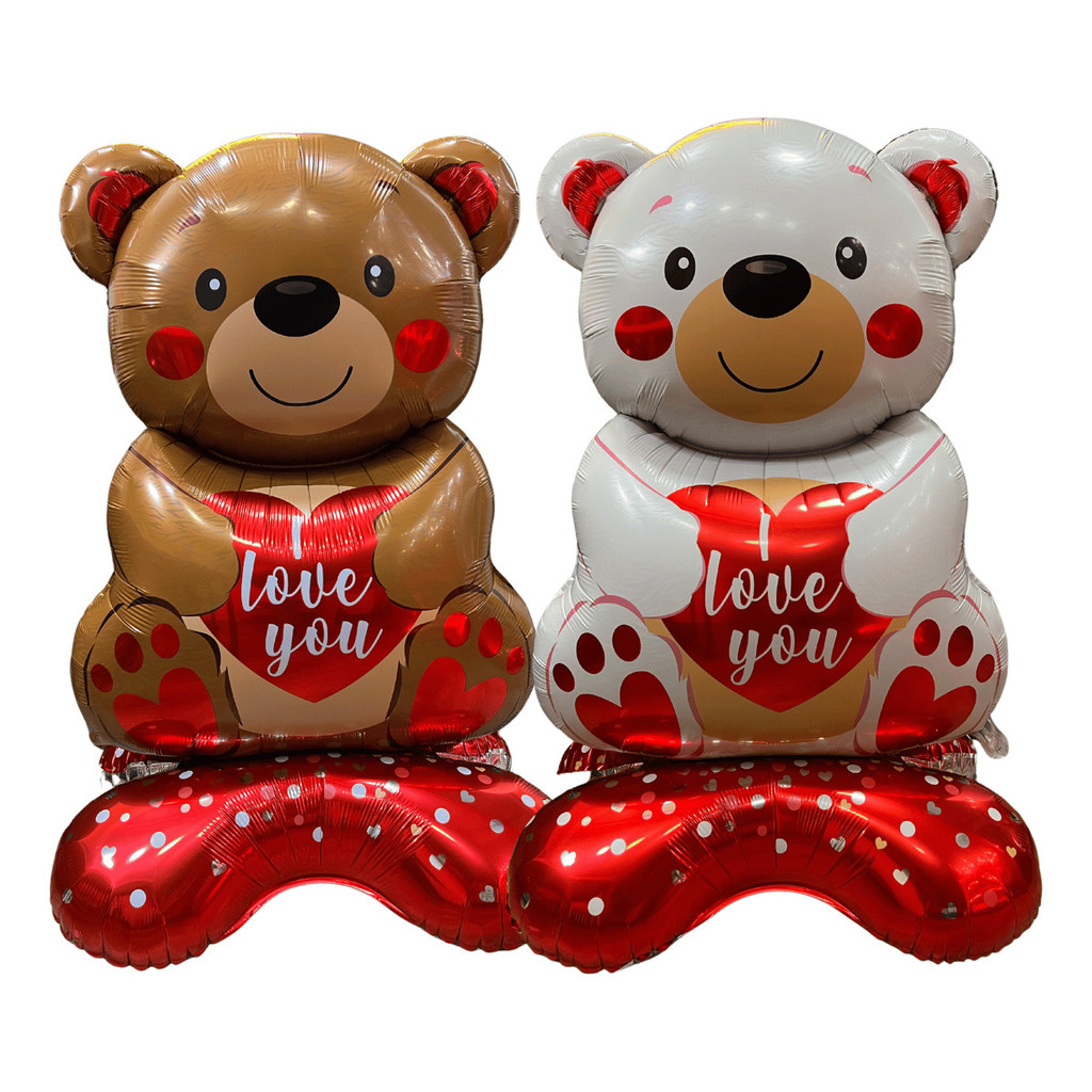 Balão Metalizado Urso I Love You 150cm C/ Base Gigante Dia dos Namorados