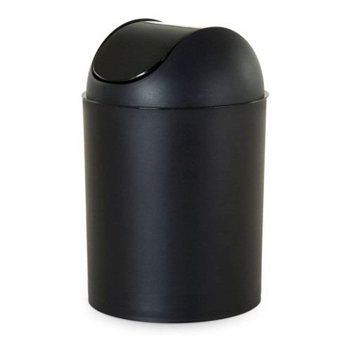Lixeira  Para Banheiro Tampa Plástica Baculante 5l Preta - Home & Living