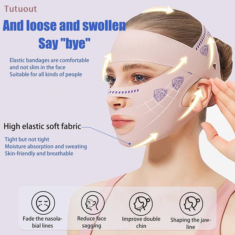 TUTU Triplo Pressurizado Ajustável Rosto Escultura Máscara De Sono Elástico Emagrecimento Cinta Levantamento Aperto V Li em Oferta na Shopee