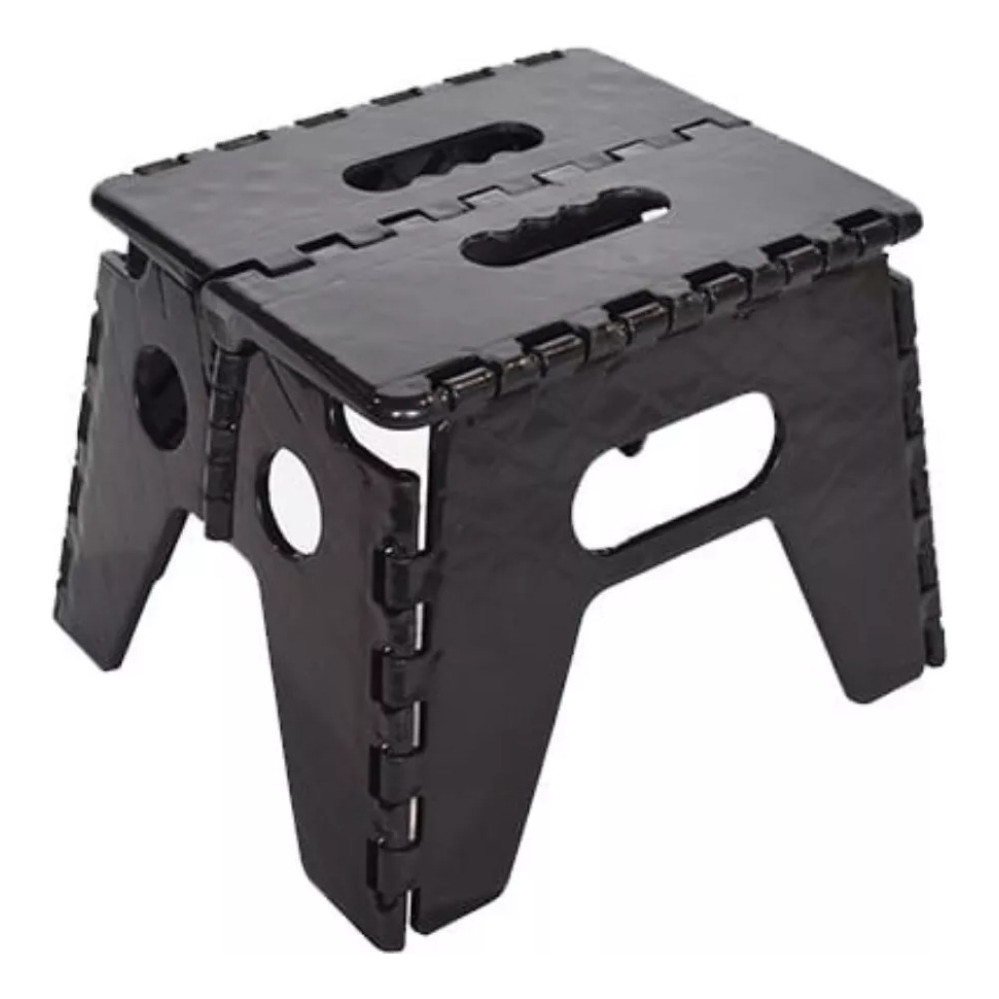 Banco Banqueta Dobrável Preto Resistente Suporta Até 90kg Ideal Para Casa Camping Viagem