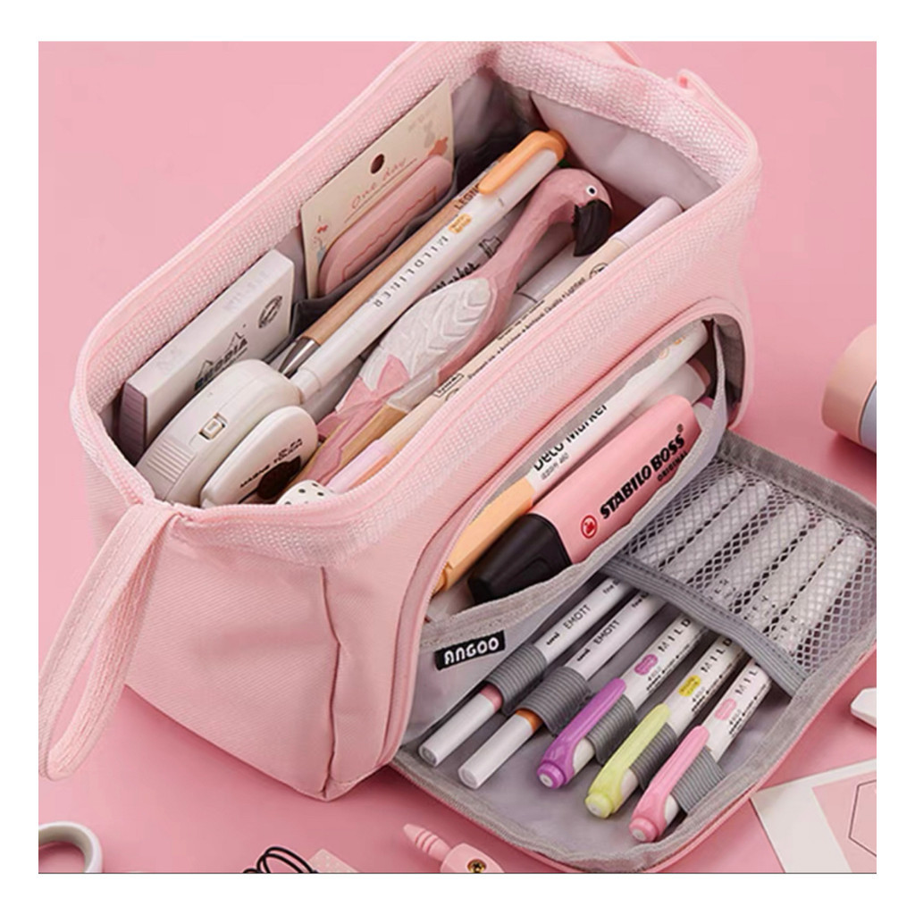 Estojo De Lápis Caneta Esferográfica De Papelaria Bolsa De Armazenamento Portátil De Grande Capacidade bosco em Oferta na Shopee