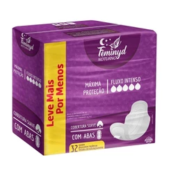 Absorvente Feminyd Noturno Cobertura Suave com Abas 32 Unidades