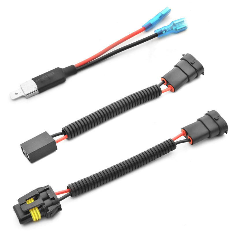Carro LED farol soquete cabo H1 adaptador cabo 9005/9006 fêmea para macho conector à prova dwaterproof água baixo feixe