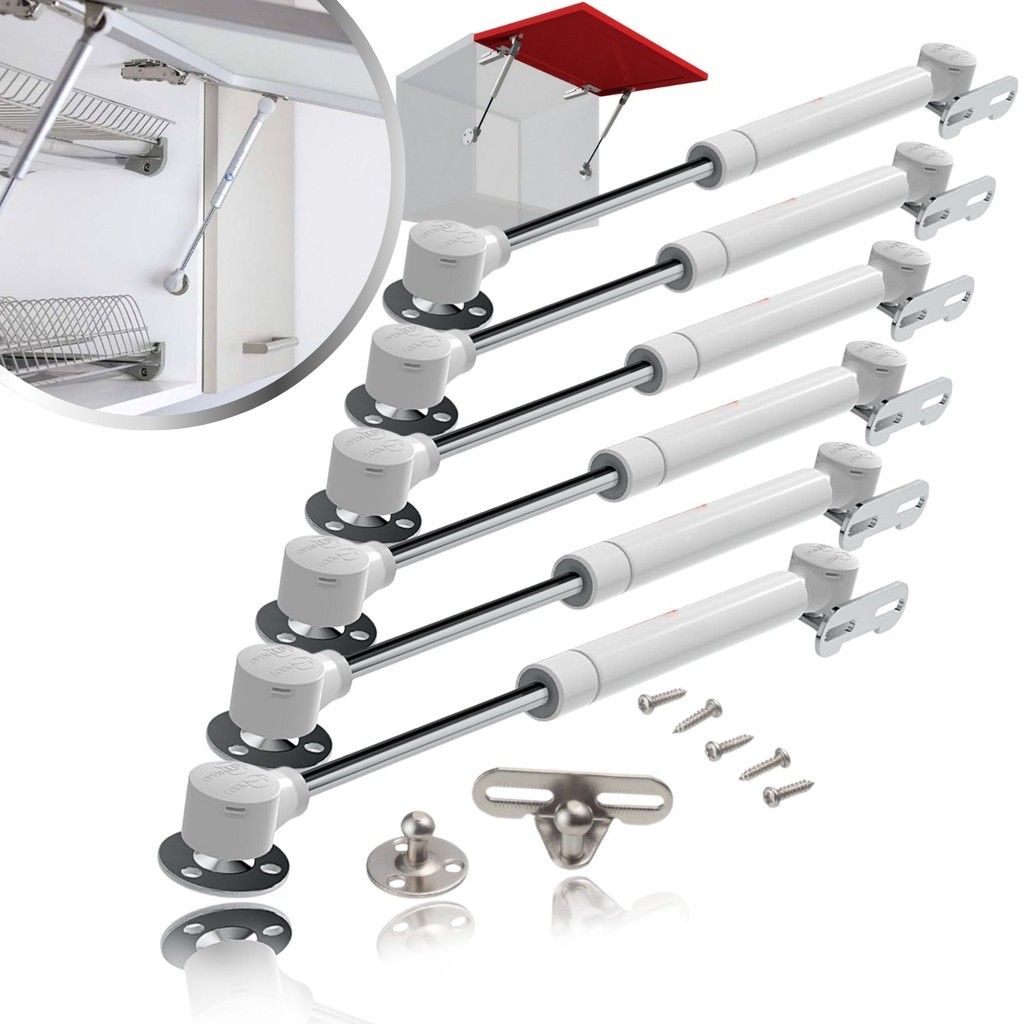 Kit 6 Pistão a Gás Amortecedor 100N 10Kg Móveis Porta Armário Abertura p/ Cima Suspenso Basculante