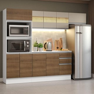 Armário de Cozinha Completa 100% MDF 250cm Smart Madesa 03 em Oferta na Shopee