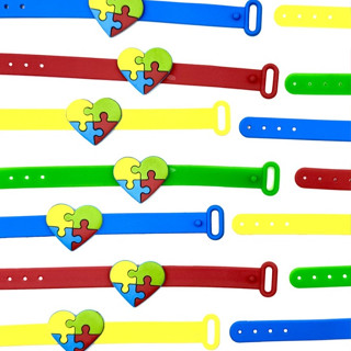 Pulseira Coração Autismo 10un Emborrachada Ajustavel em Oferta na Shopee