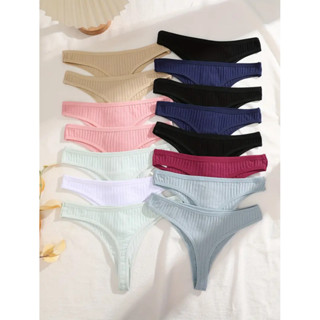 Kit de Calcinhas Fio Dental Feminina Algodão Canelado em Oferta na Shopee