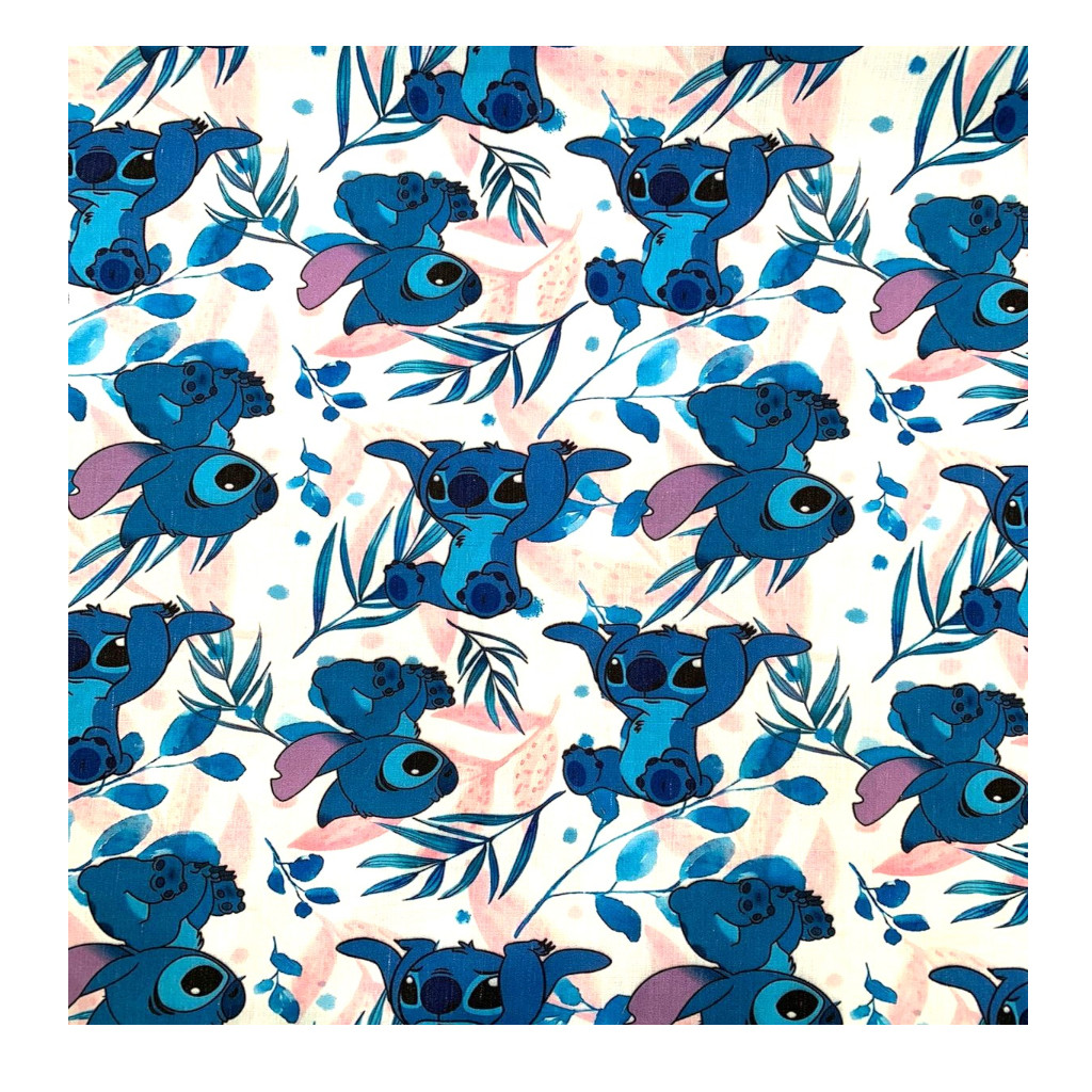 TECIDO TRICOLINE DIGITAL PREMIUM 1.40MTS/LARG STITCH AZUL METRO