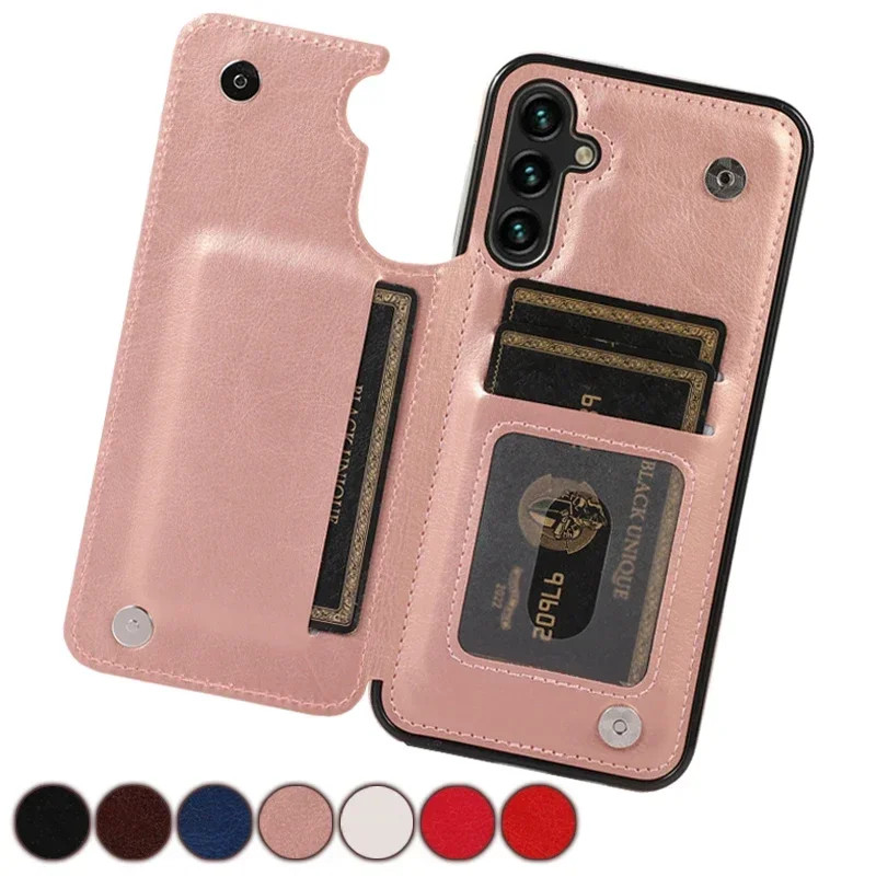 Para Samsung Galaxy S24 FE S23 Ultra S22 Plus S21 S20 S10 S10E Luxo Fino Ajuste Carteira Magnética Flip Caso De Couro