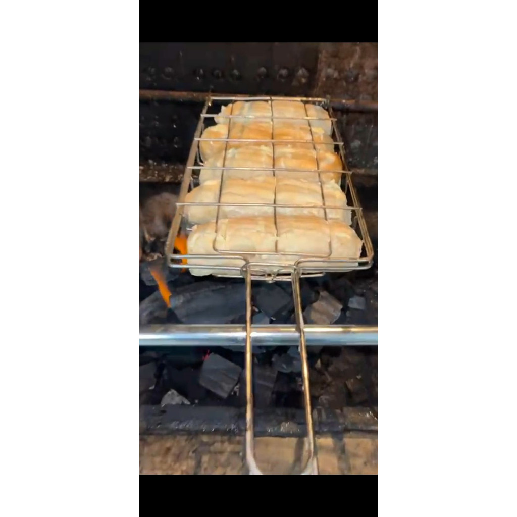 Grelha Dupla para Pão de Alho e Milho medidas 62x18x3 cm Churrasco não queime o pão CSK