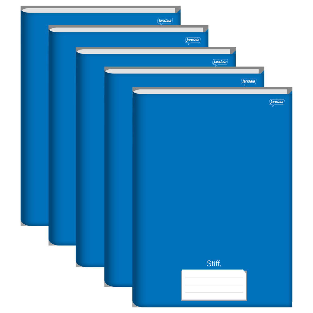 Caderno Brochura Universitário Azul Capa Dura 96 Folhas Stiff - Pacote Com 5 Unidades