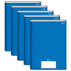 Caderno Brochura Universitário Azul Capa Dura 96 Folhas Stiff - Pacote Com 5 Unidades