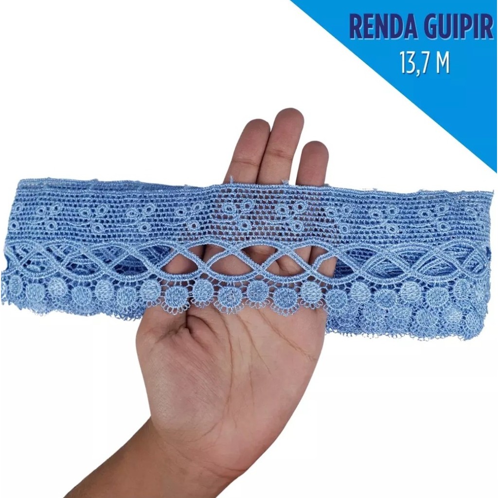 Renda Guipir CHL-581 - 6.5 Cm -  Rolo C/13.7 Metros Cor:Azul-Hortencia