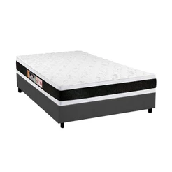 Conjunto Box Casal: Colchão Espuma Castor D45 Black e White AIR Double Face + Base CRC Suede Gray(138x188)
