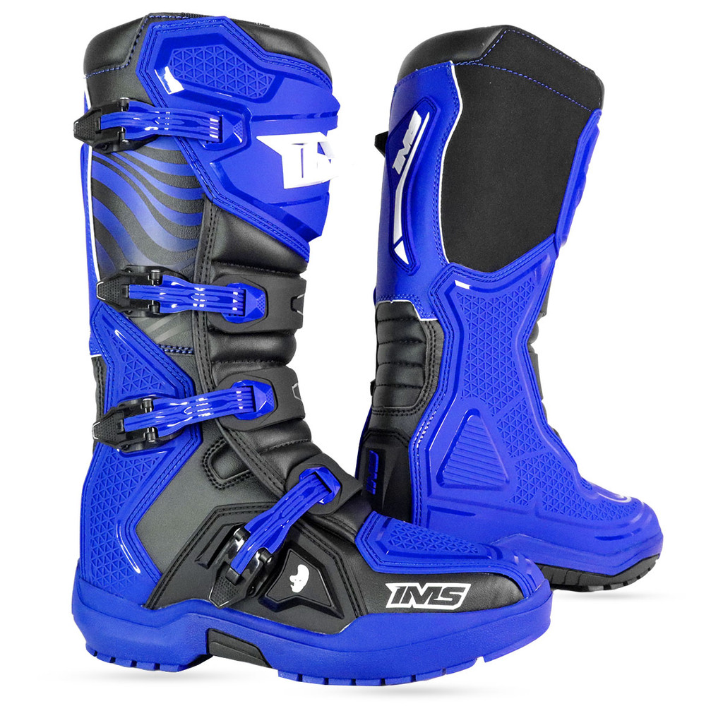Bota Ims Robust Preto/Azul Sola Injetada Trilha Motocross