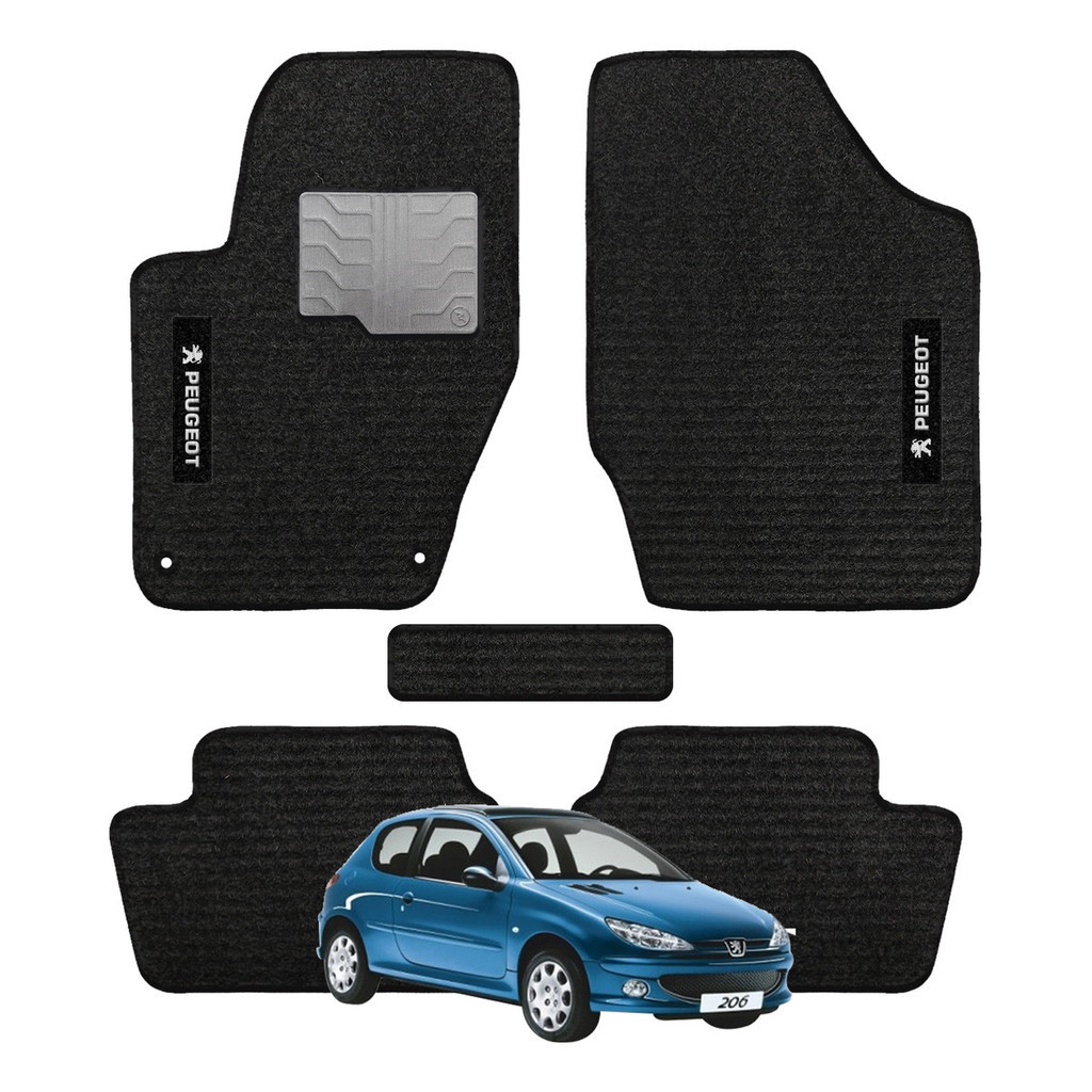 Kit de tapetes 5 peças específico 206 1999 00 01 ... 07 08 2009 Carpete Preto