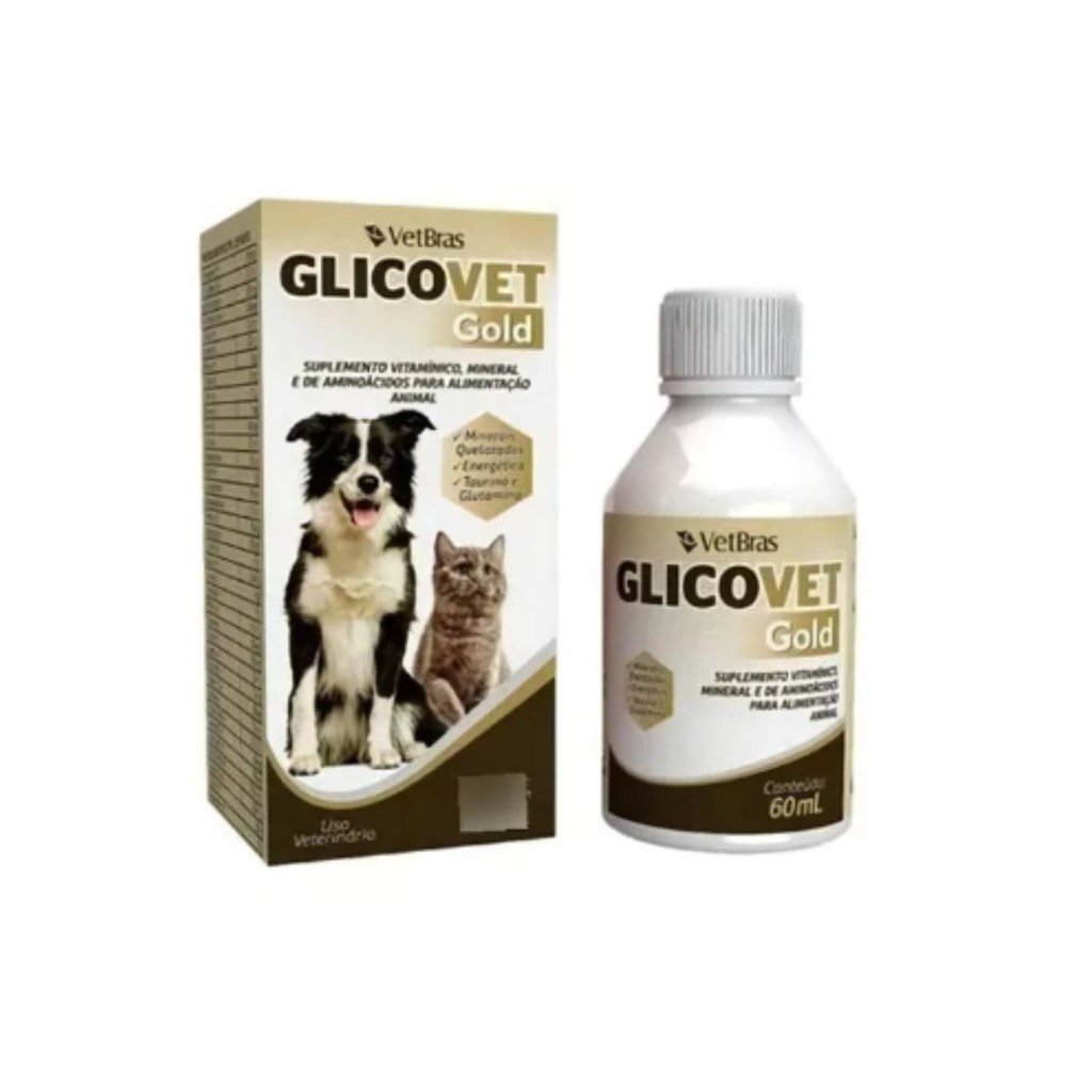 Suplemento Alimentar para Cães e Gatos Glicovet Gold 60ml em Oferta na Shopee