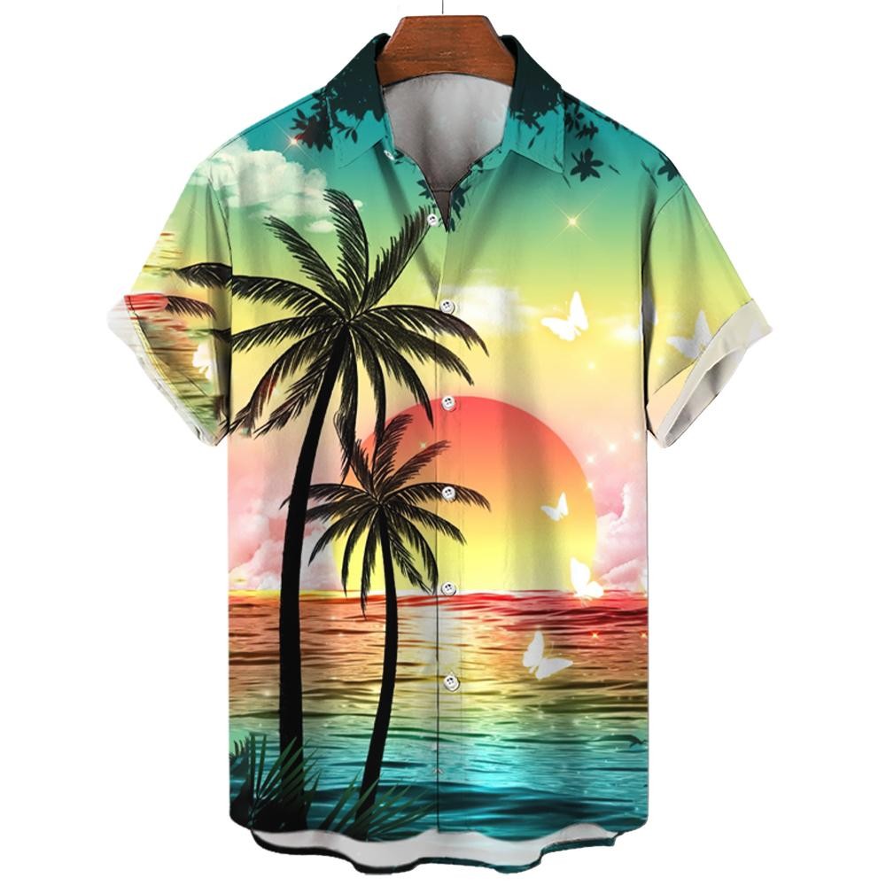 Camisa Havaiana De Verão Praia Masculina Coqueiro Impressão Blusa oversized Roupas Masculinas Unissex casual Camisas De