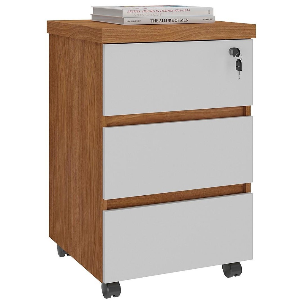 Gaveteiro para Escritório com Rodízios Corp A06 Freijó/Branco - Mpozenato em Oferta na Shopee