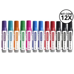 Kit 12 Pinceis Para Quadro Branco Sortidos - COMPACTOR