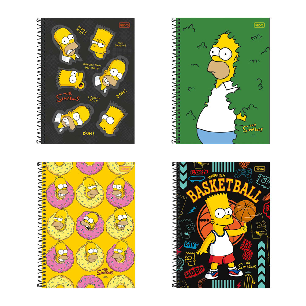 Caderno espiral capa dura universitário 1x1 80 folhas Simpsons Tilibra