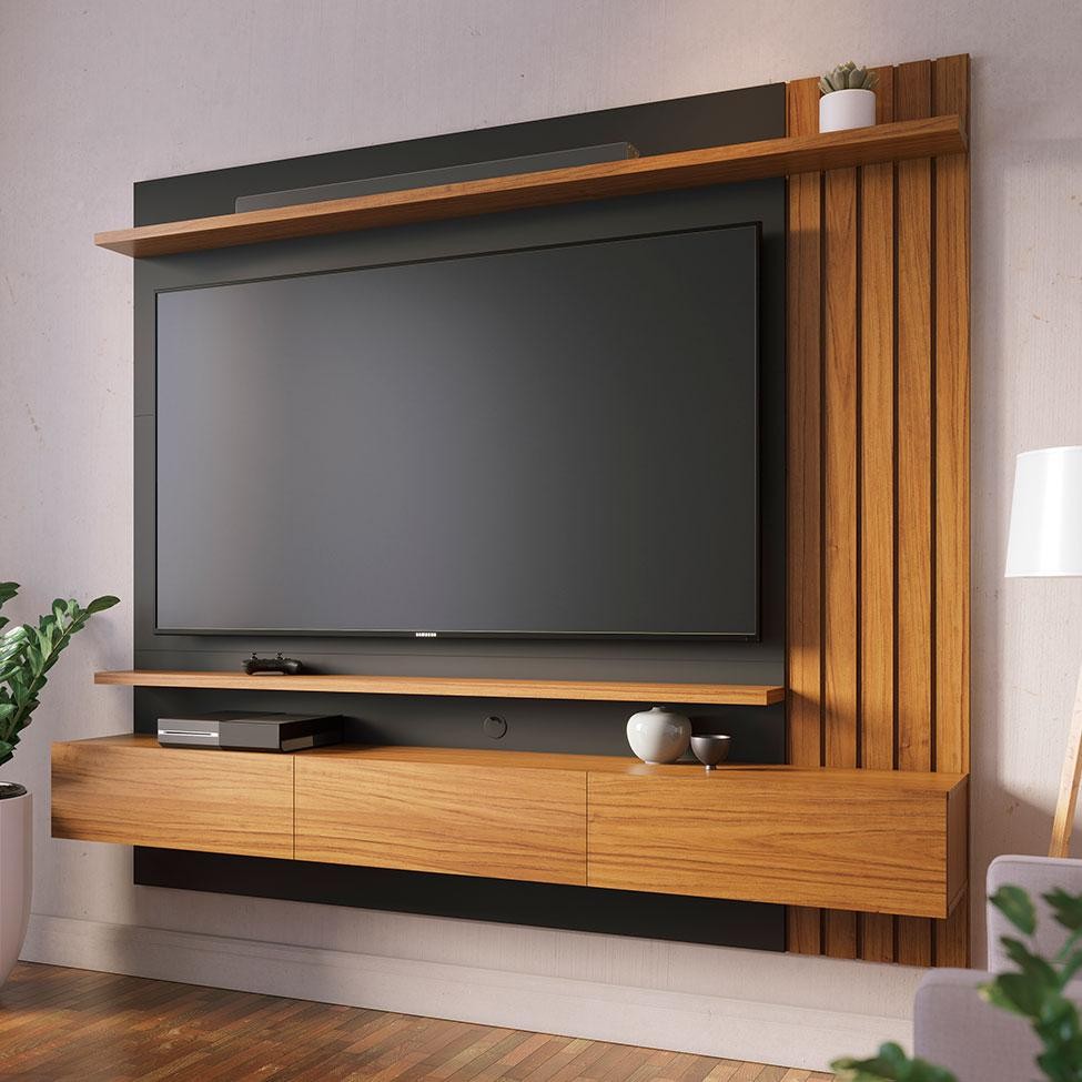 Painel de TV até 70 Polegadas Juriti Noce Milano e Preto - Home & Living