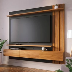 Painel de TV até 70 Polegadas Juriti Noce Milano e Preto
