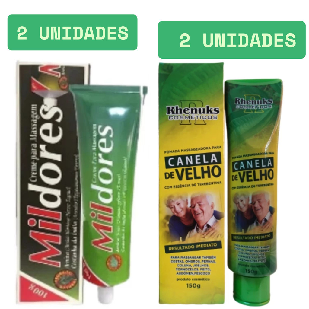 Kit 2 Pomada Mil Dores 100g + 2 Pomada Massageadora Canela De Velho