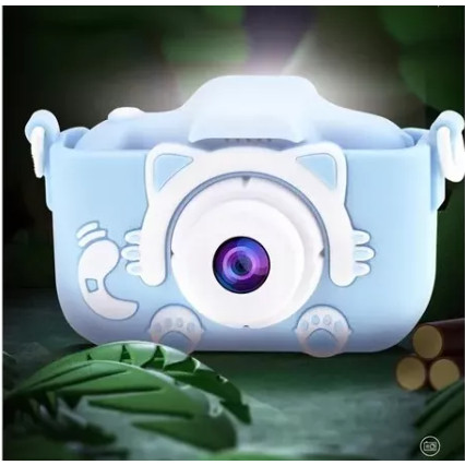 Mini Câmera Infantil Recarregável Com Capa Gato Video Jogos