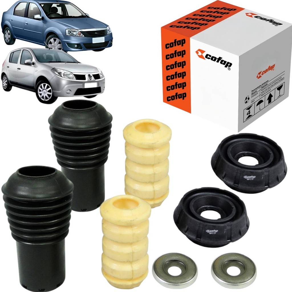 Kit Do Amortecedor Dianteiro Cofap Coxim Batente Coifa Rolamento Logan Sandero 2008 a 2013