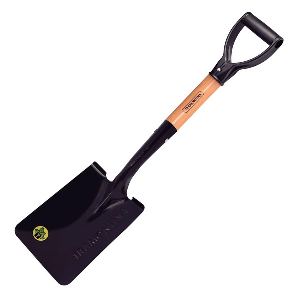 Pá Quadrada Pequena Com Cabo de Madeira 45cm (77497/404) - Tramontina em Oferta na Shopee