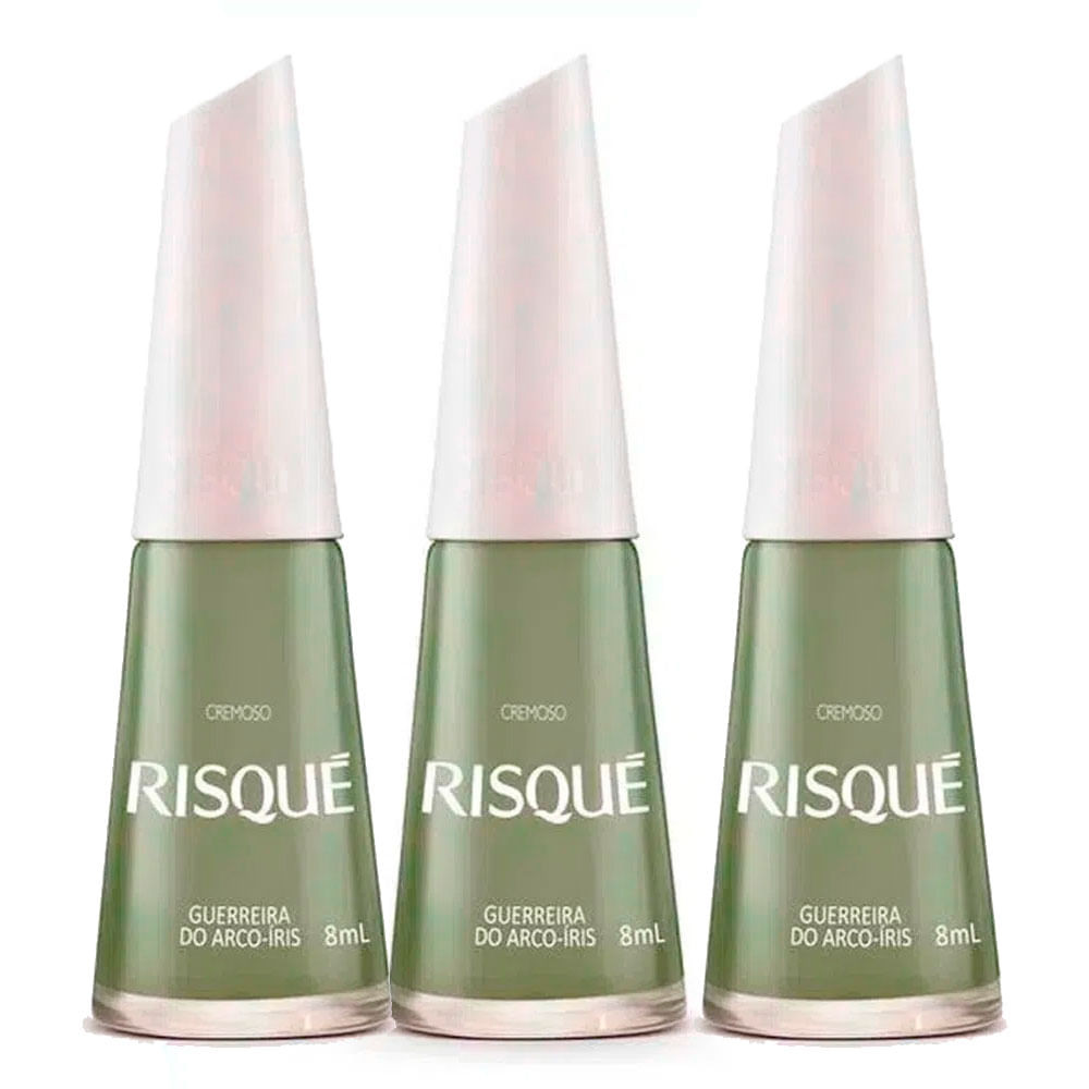 Kit 3 Esmalte Risqué Cremoso Guerreira do Arco-íris 8ml em Oferta na Shopee