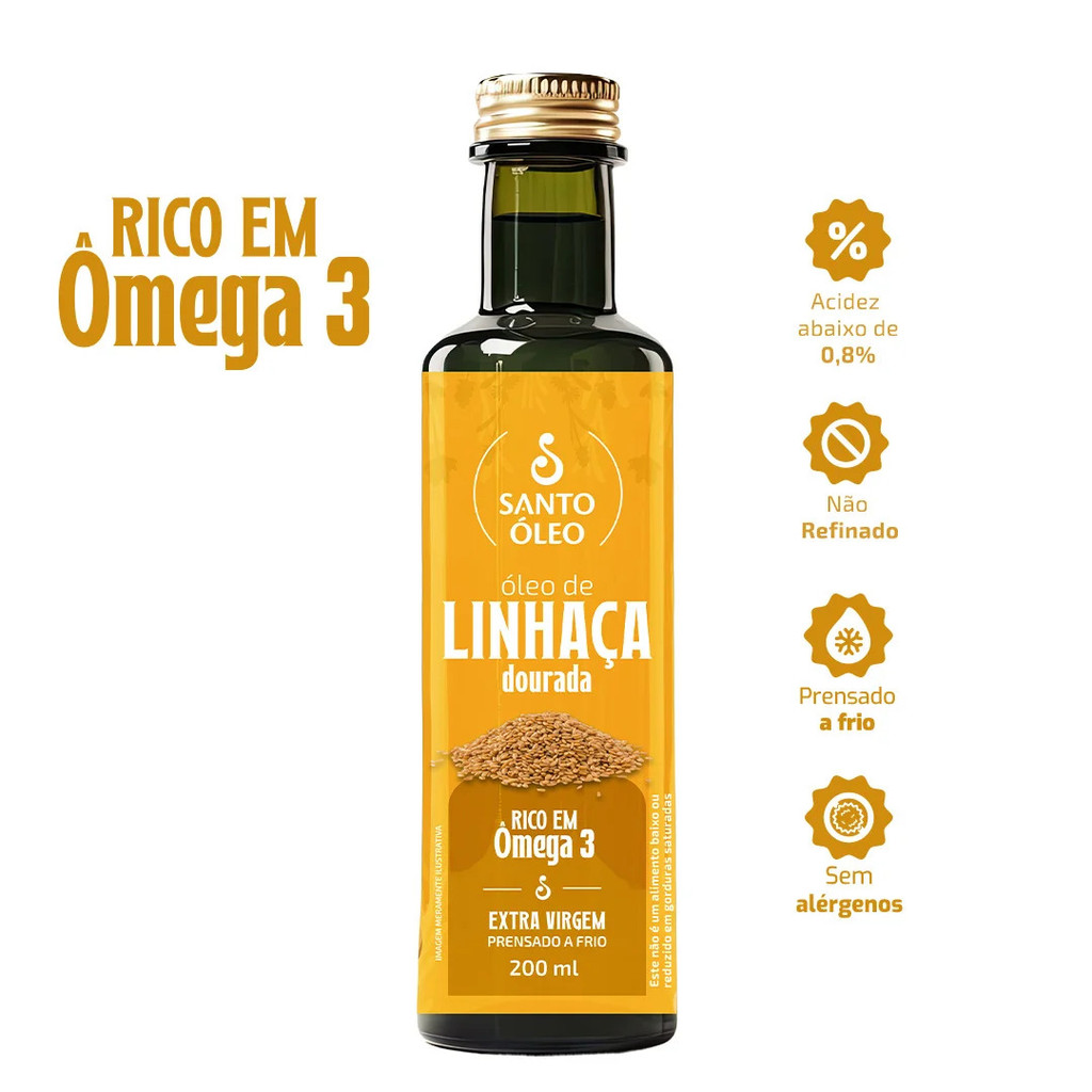 Óleo de Linhaça Dourada Garrafa 200ml Santo Óleo