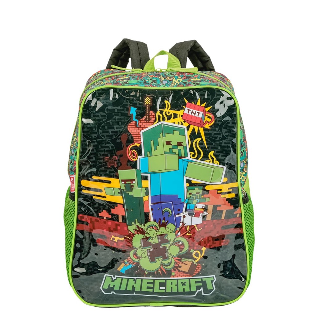 Mochila Escolar De Costas Infantil Minecraft Jogo Aventura Videogame Computador