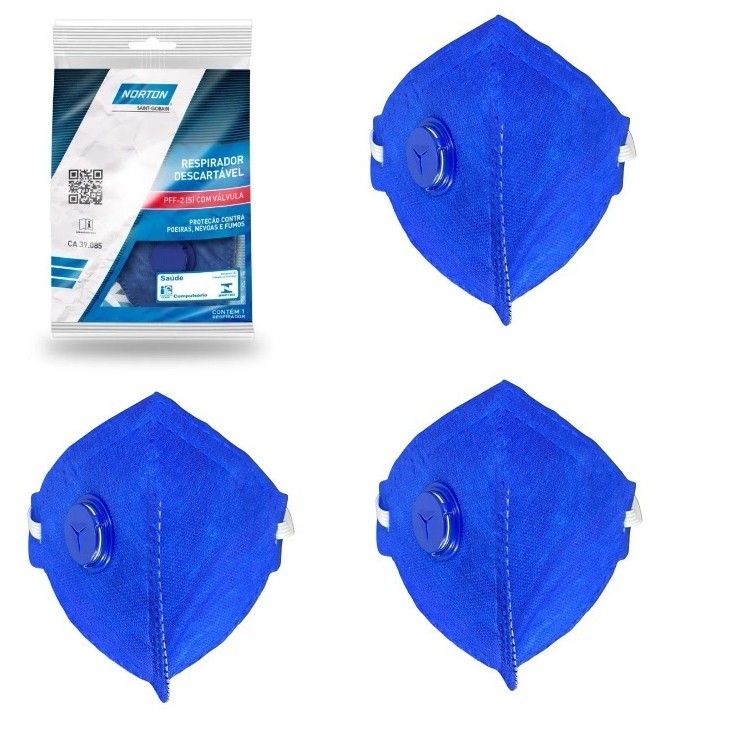 RESPIRADOR DESCARTÁVEL / MÁSCARA PFF2 S COM VÁLVULA NORTON - KIT C/3 em Oferta na Shopee