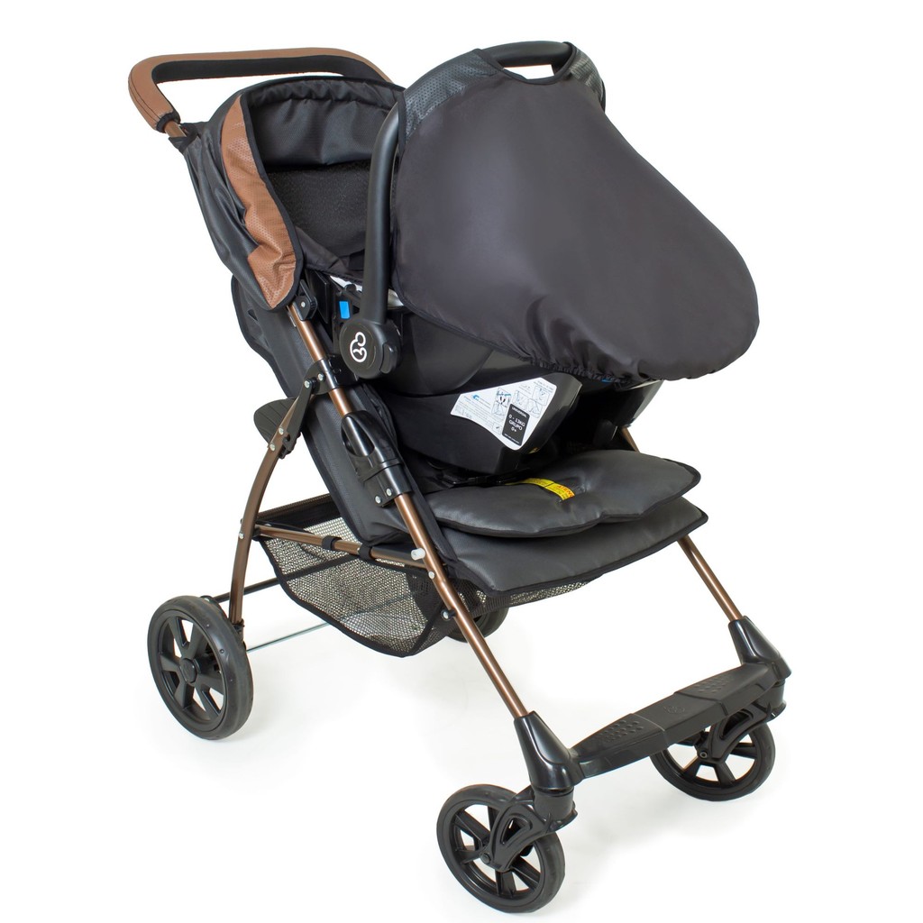 Carrinho Romano Preto Cobre com Bebe Conforto Grid Galzerano em Oferta na Shopee