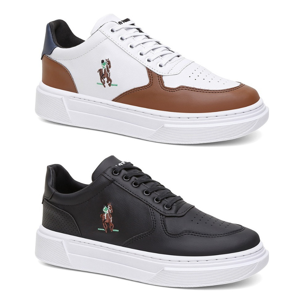 Tenis Masculino Casual Polo Classico Sola Alta Kit 2 Pares