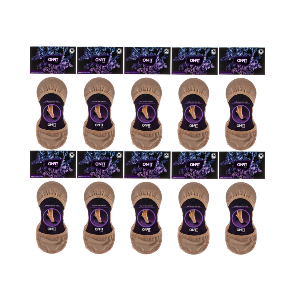 KIT MEIAS ONFIT MINI 10 PARES ALGODÃO NUDE BEGE TAM 33 34 35