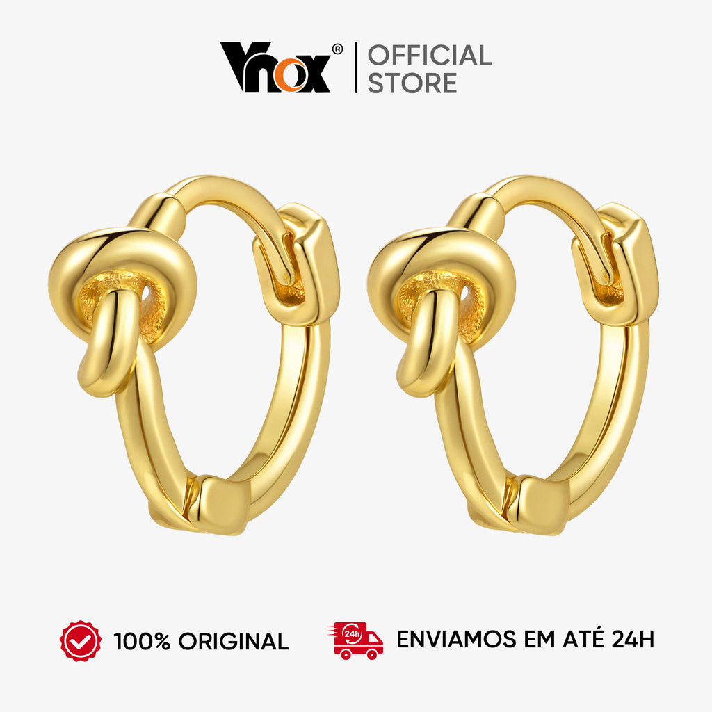 Brincos De Argola Com Nós De Corda Vnox Para Mulheres E Homens , Redondos Minimalistas Banhados A Ouro , Joias À Prova D em Oferta na Shopee