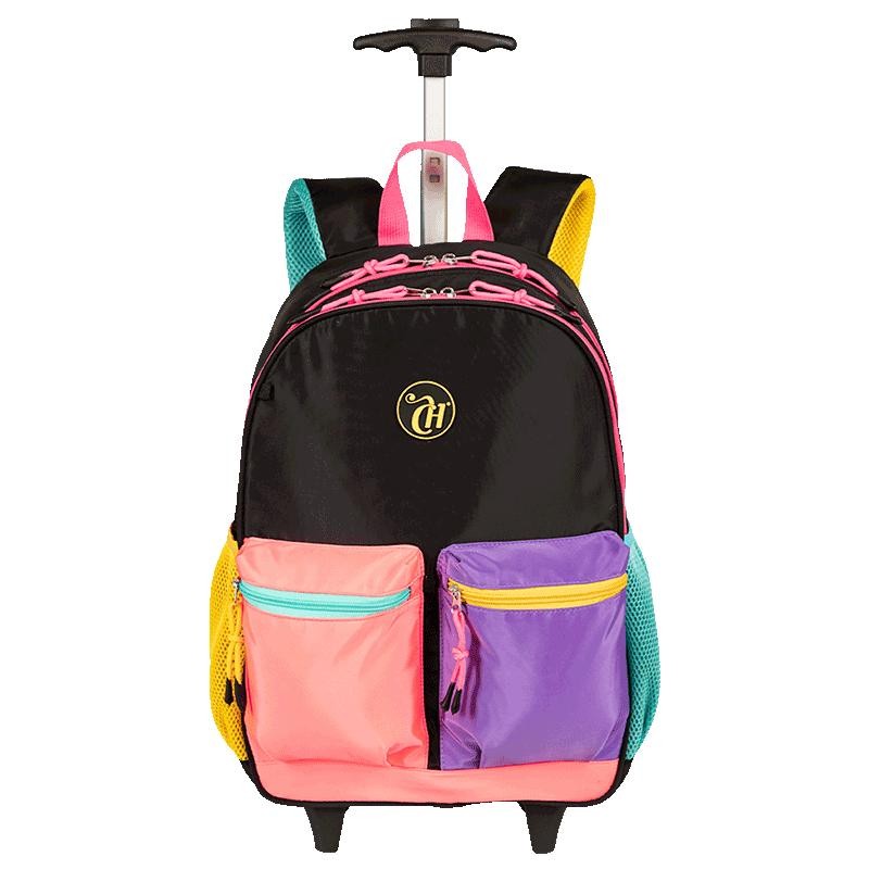 Mochila Carrinho Externo Capricho Contrast - Preto e Rosa em Oferta na Shopee