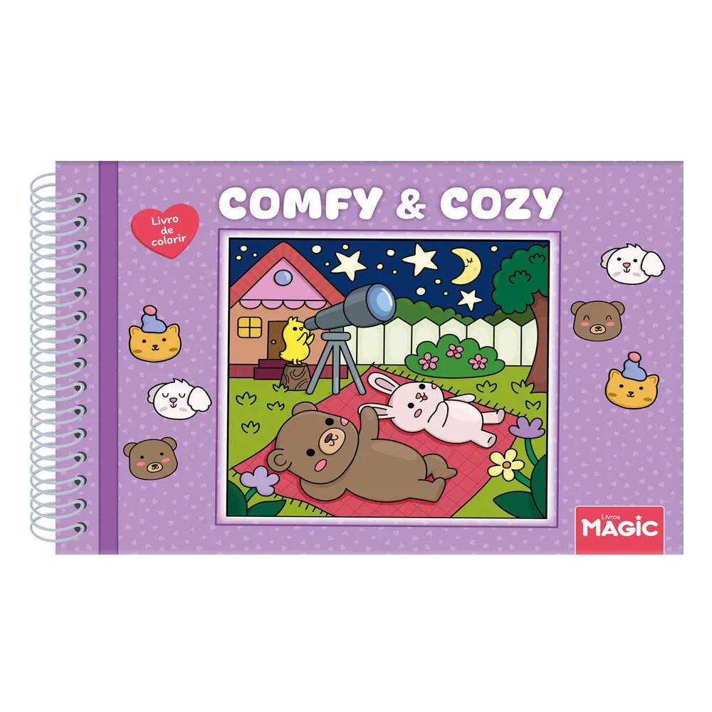 Livro Comfy e Cozy | Livro de Colorir | Capa Dura Lilás em Oferta na Shopee