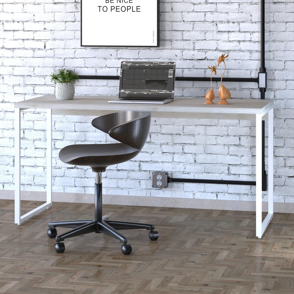 Mesa Kuadra Office 150X60X75cm Estrutura Branca em Oferta na Shopee