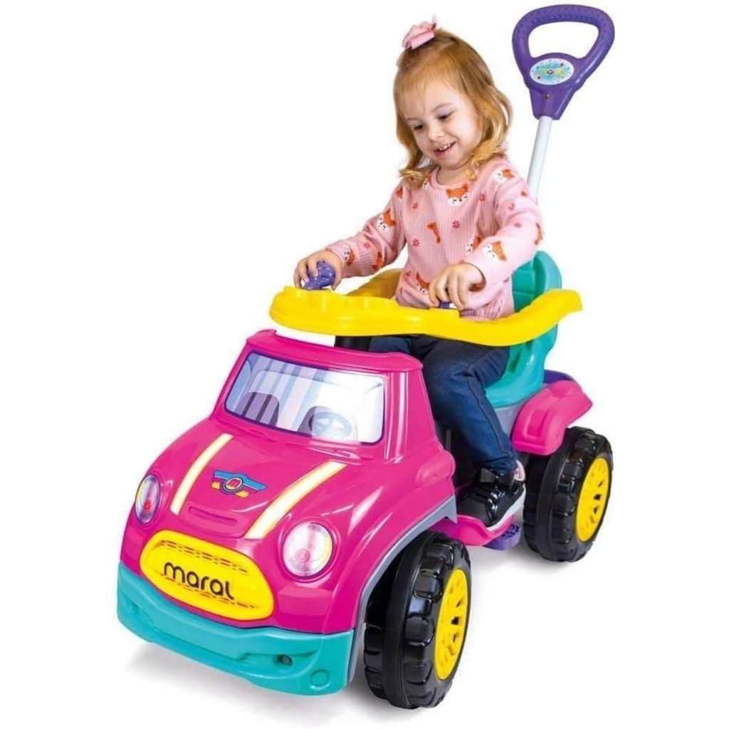 Carrinho Passeio Pedal Empurrador Sport Car Rosa Maral 3149