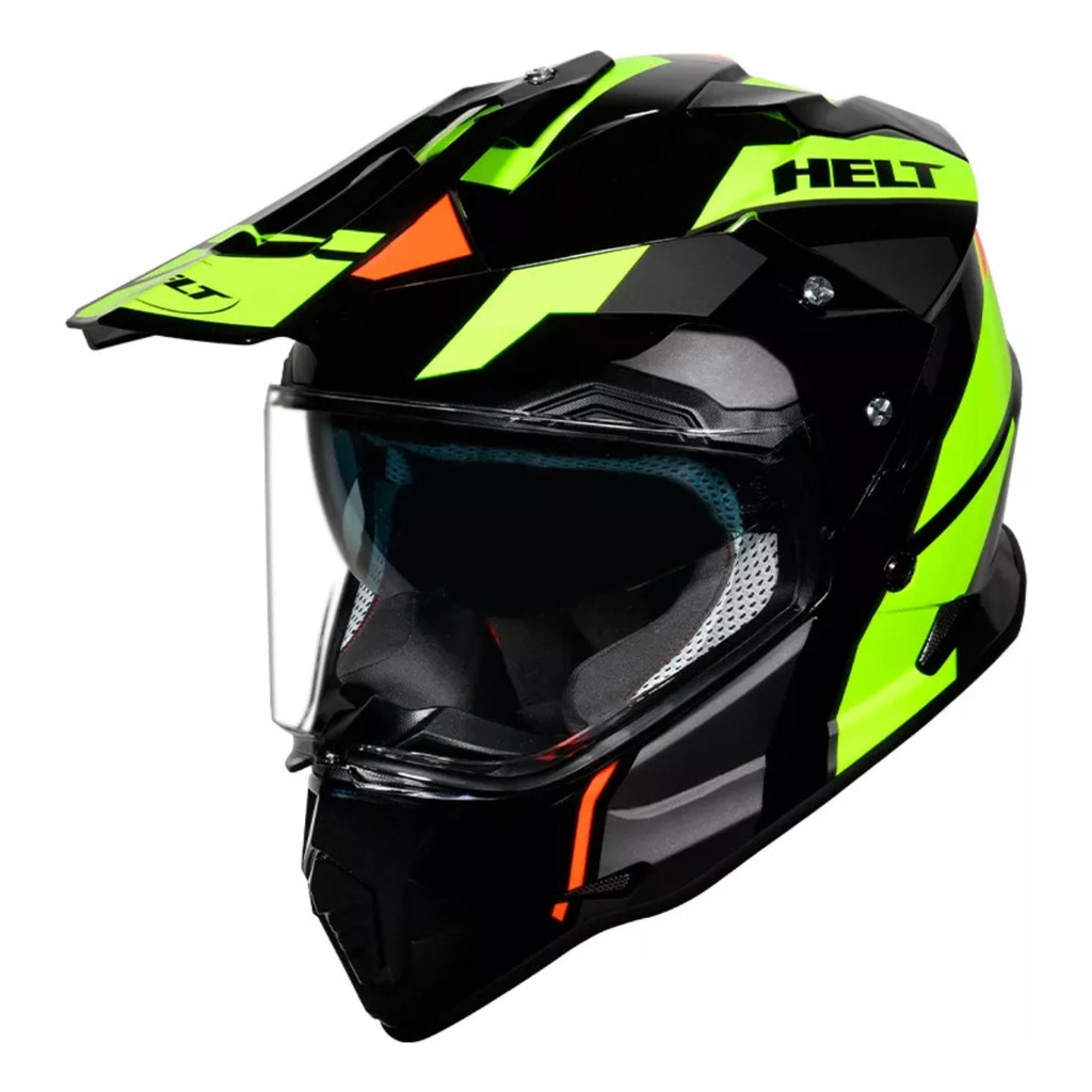 Capacete Helt Cross Vision Glass Dusty Verde Óculos Robocop