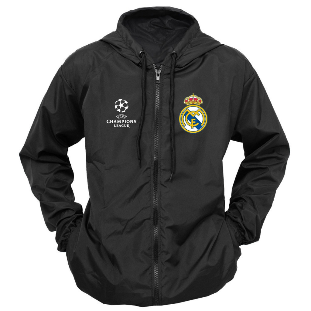 Corta Vento Real Madrid Adulto Masculino Unissex com Capuz e Zíper em Oferta na Shopee