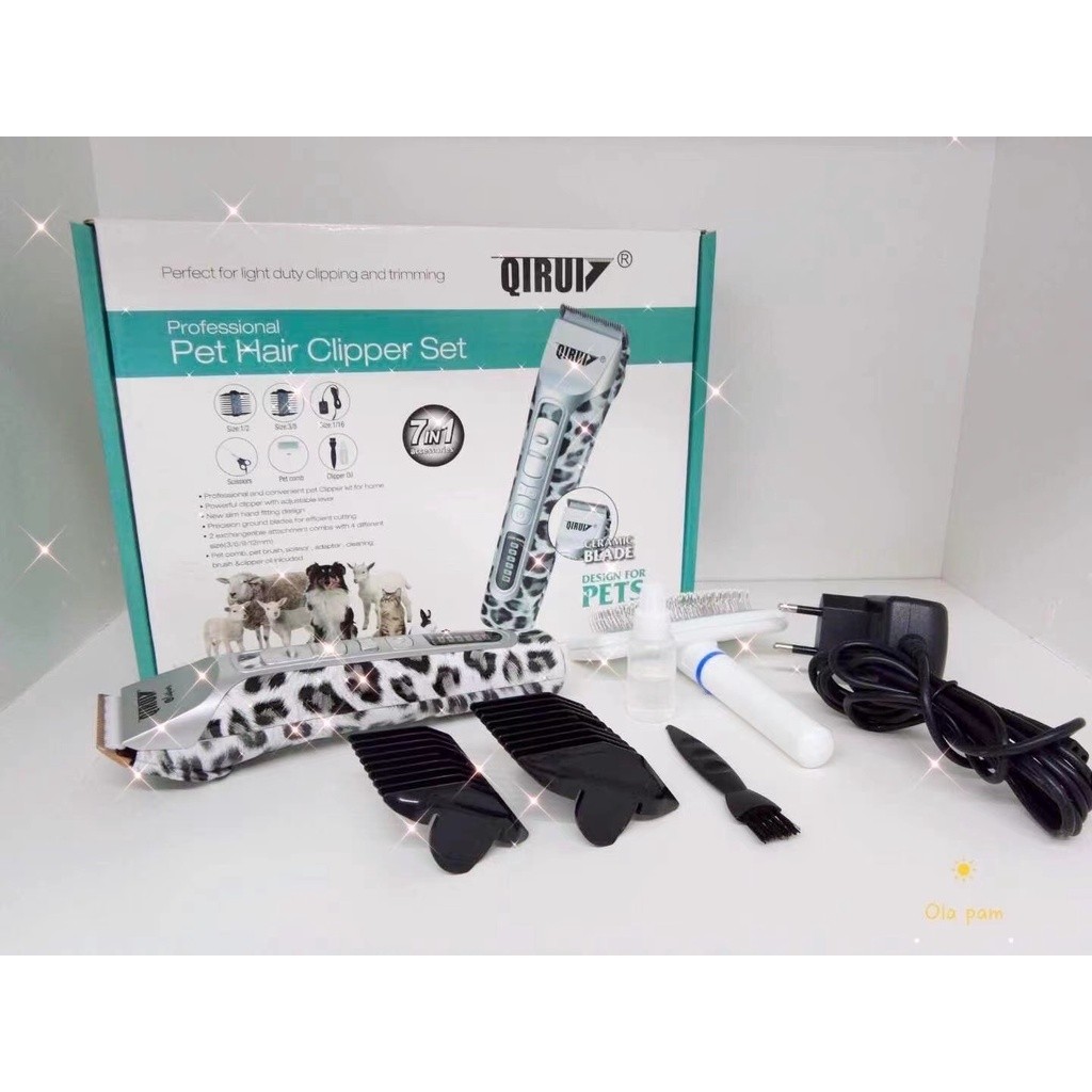 Maquininha Tosa Pet Hair Set Clipper Qirui Profissional 7in1 QR-618
