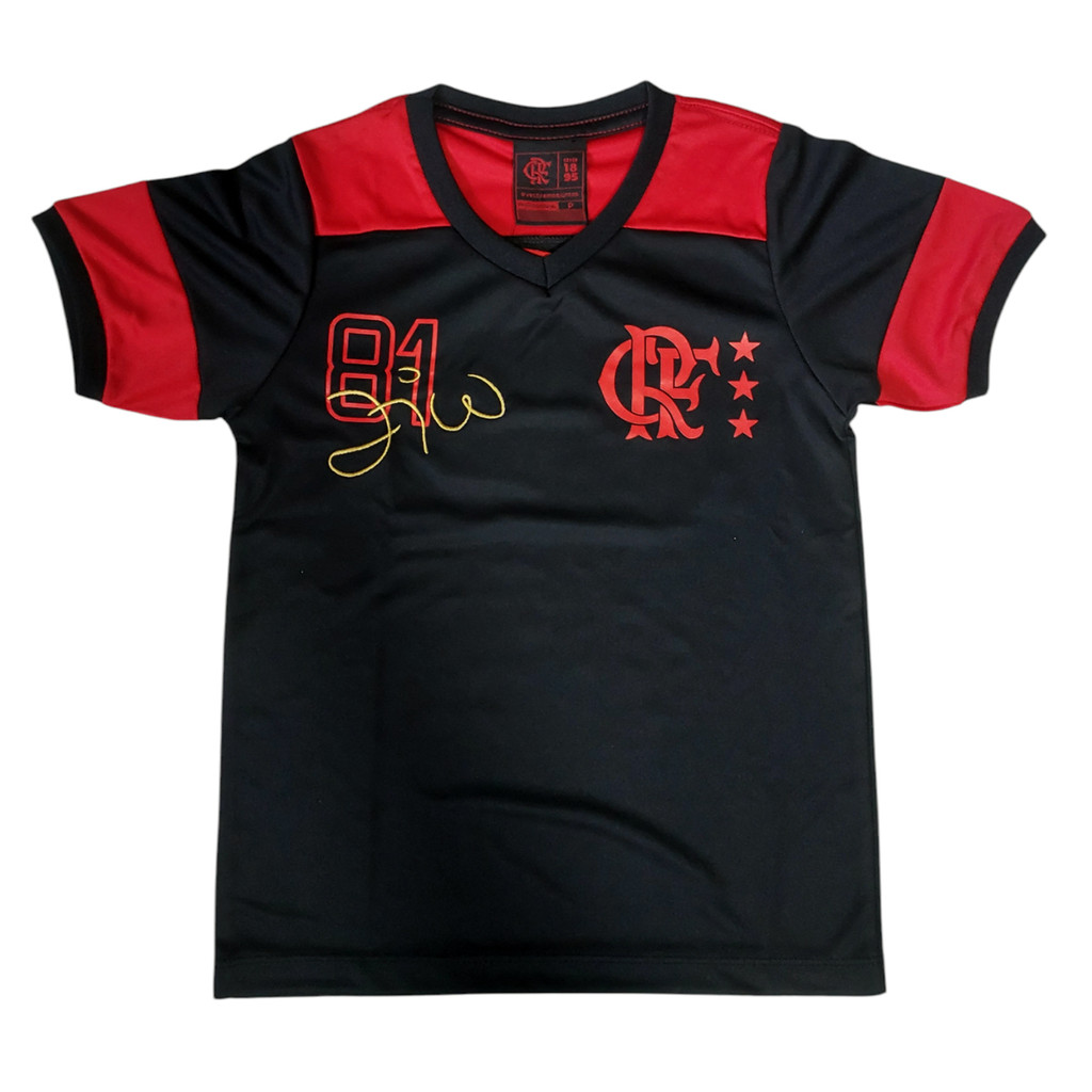 Camisa Infantil Flamengo Oficial Retro Zico 1981 Preta