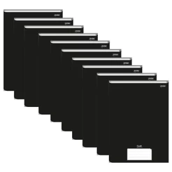 Kit 10 Cadernos Brochura 1/4 Preto Capa Dura 14x20 48 Folhas Stiff