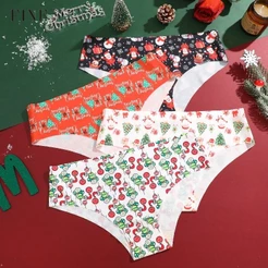 FINETOO Presentes De Natal Calcinha Sem Costura Com Virilha De Algodão Para Mulheres Cuecas Confortáveis Lingerie De Men