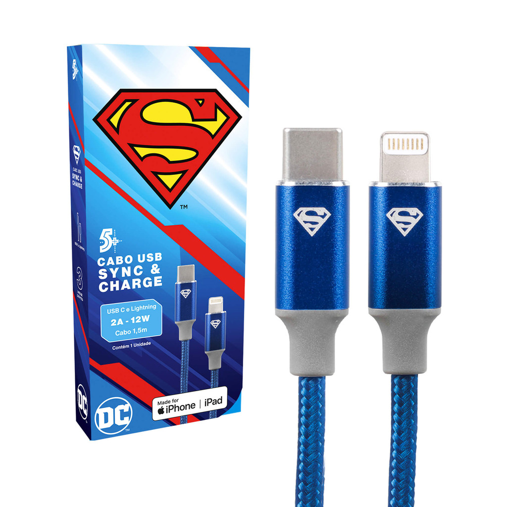 Cabo Turbo para carregador 1,5m USB-C Lightning Certificado MFI